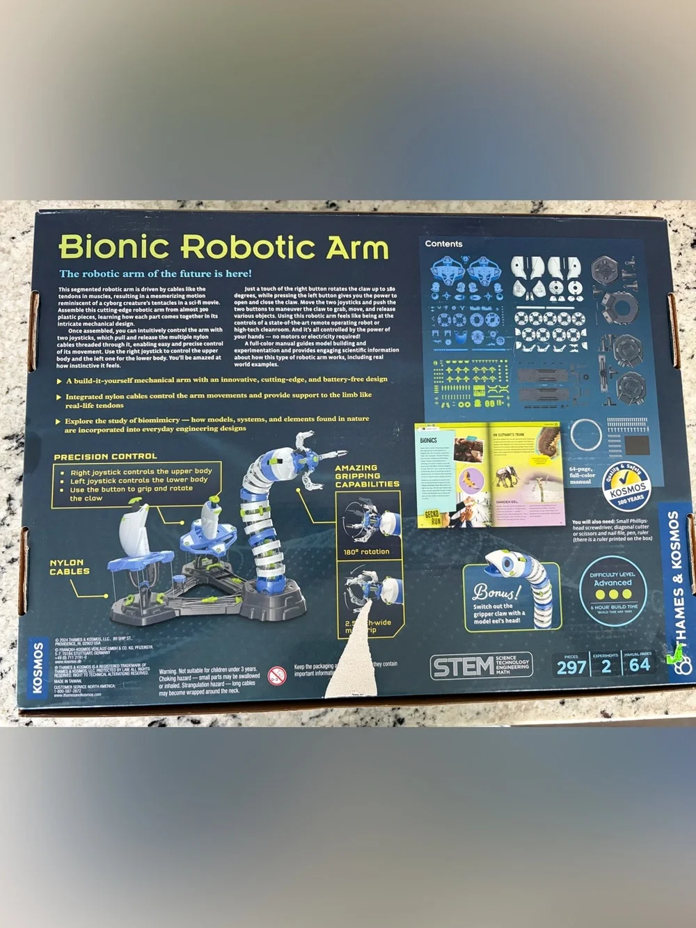 STEM Bionic Robotic Arm building kit Toy in Blue, White & Lime